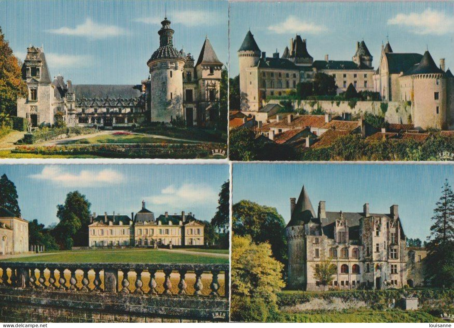 CHÂTEAUX  D'AUNIS  ET  DE  SAINTONGE  - 4  CPM  VERTEUIL, PLASSAC,CRAZANNES  & USSON  (24 / 4 /86  )  Dos   -          C - Castelli