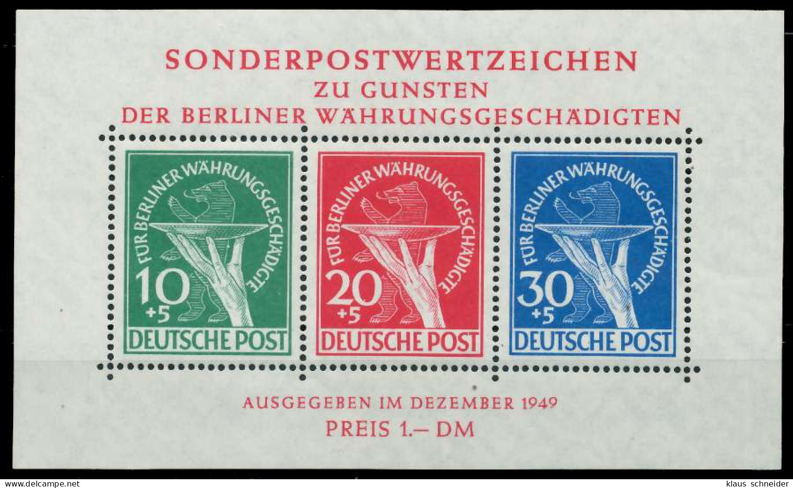 BERLIN BLOCK KLEINBOGEN Block 1 Postfrisch Gepr. X875EEA - Bloques