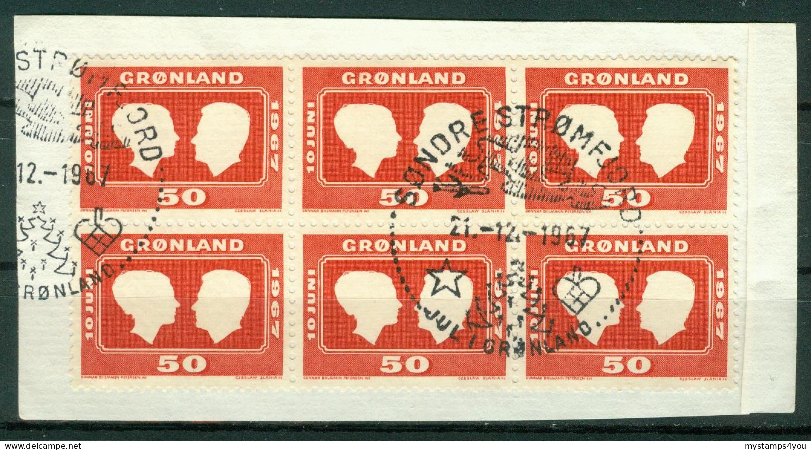 Bm Greenland 1963 MiNr 67 Block Of 6 Used | Royal Wedding (Søndre Strømfjord "Jul I Grønland") #kar-1504c - Gebraucht