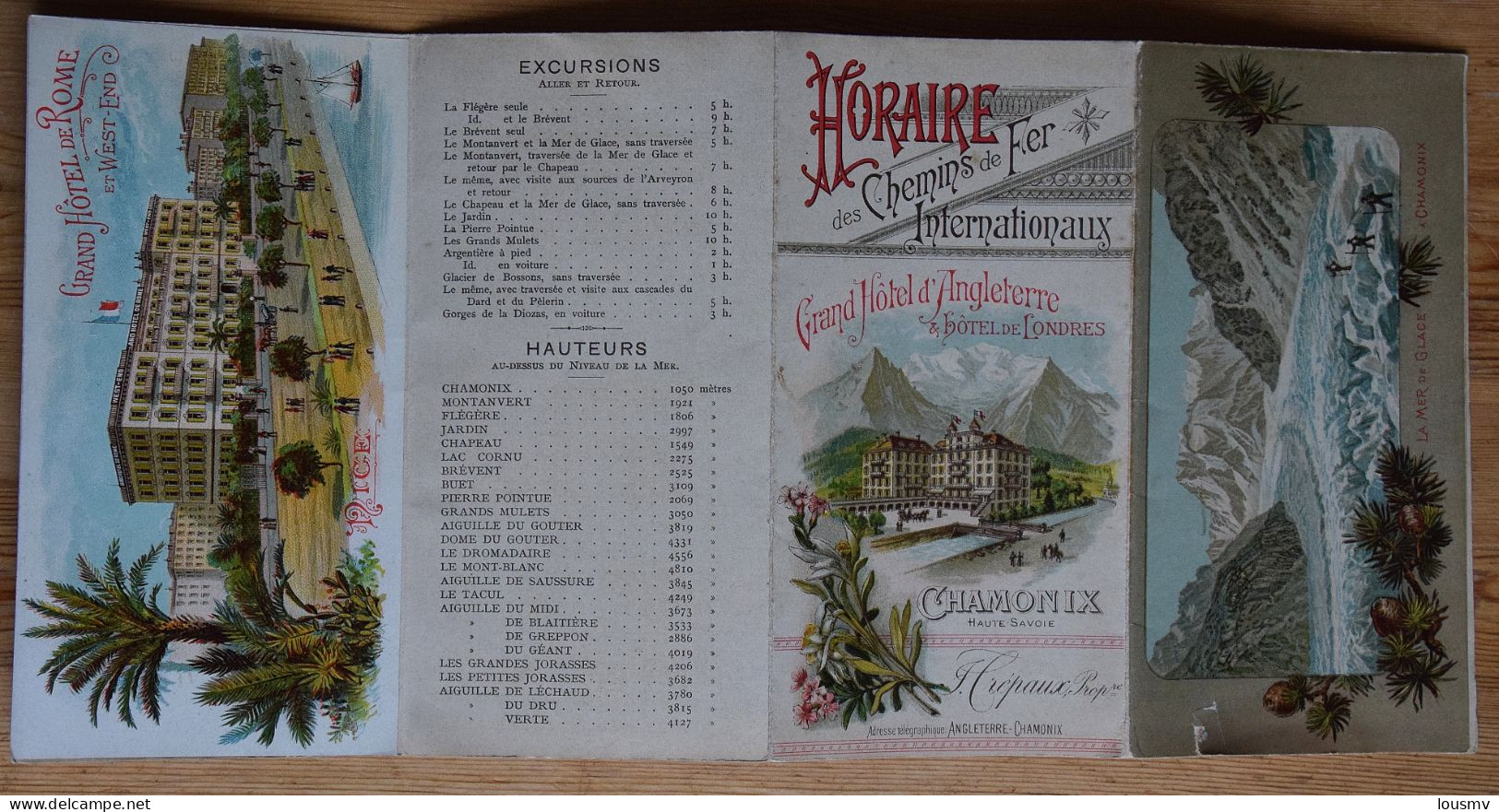 Horaire Des Chemins De Fer Internationaux - Paris - Lyon - Méditerranée - Grand Hôtel D'Angleterre & De Londres Chamonix - Europe