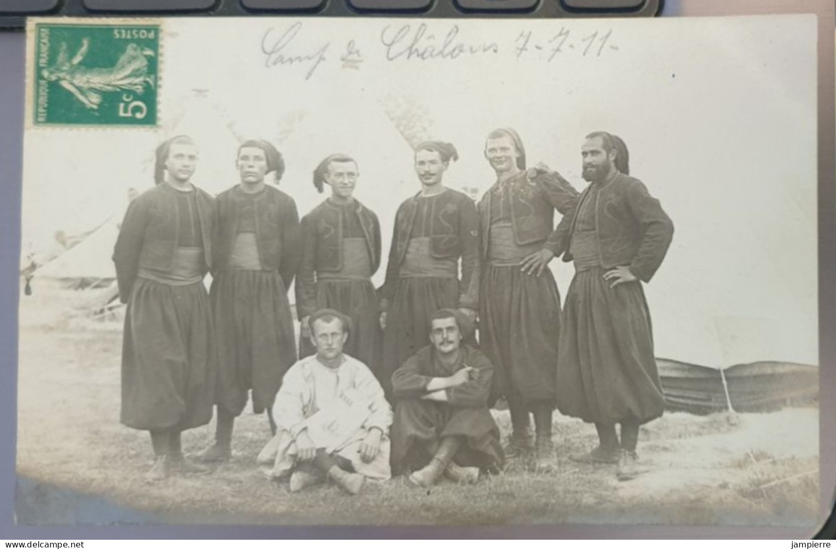 Camp De Châlons, Carte-photo Du 7 Juillet 1911 - Zouaves - Camp De Châlons - Mourmelon