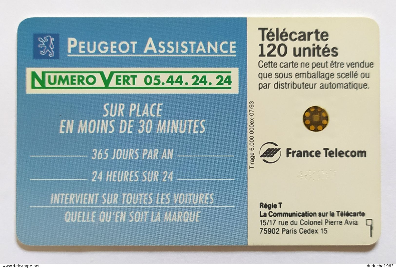 Télécarte France - Peugeot Assistance - Ohne Zuordnung