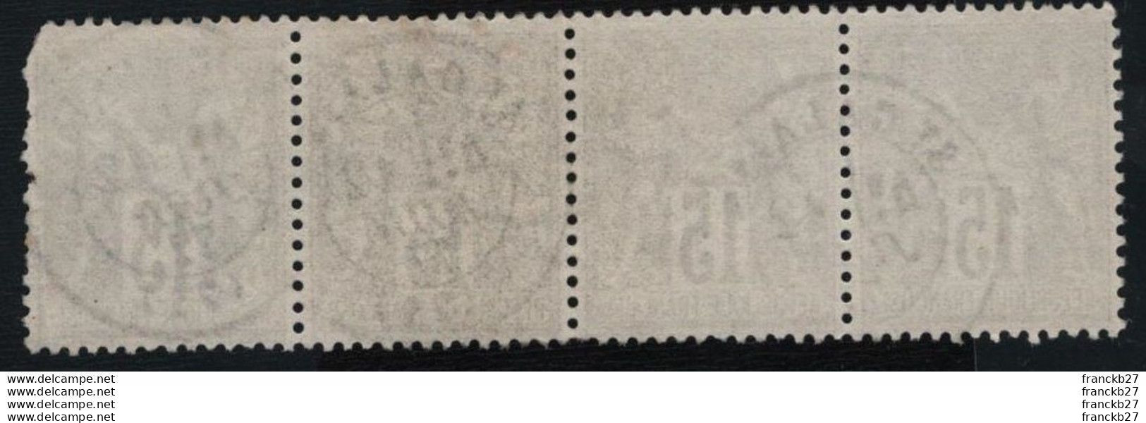 France - YT 66 - Bande 4 Timbres Type Sage 15 C Gris (I) Oblitérés - 1876-1878 Sage (Tipo I)