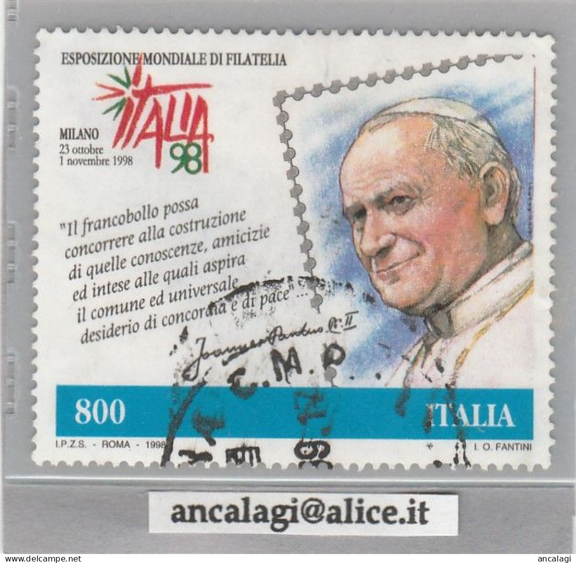 USATI ITALIA 1998 - Ref.0803 "ESPOSIZIONE MONDIALE DI FILATELIA, Italia 98" 1 Val. - - 1991-00: Oblitérés