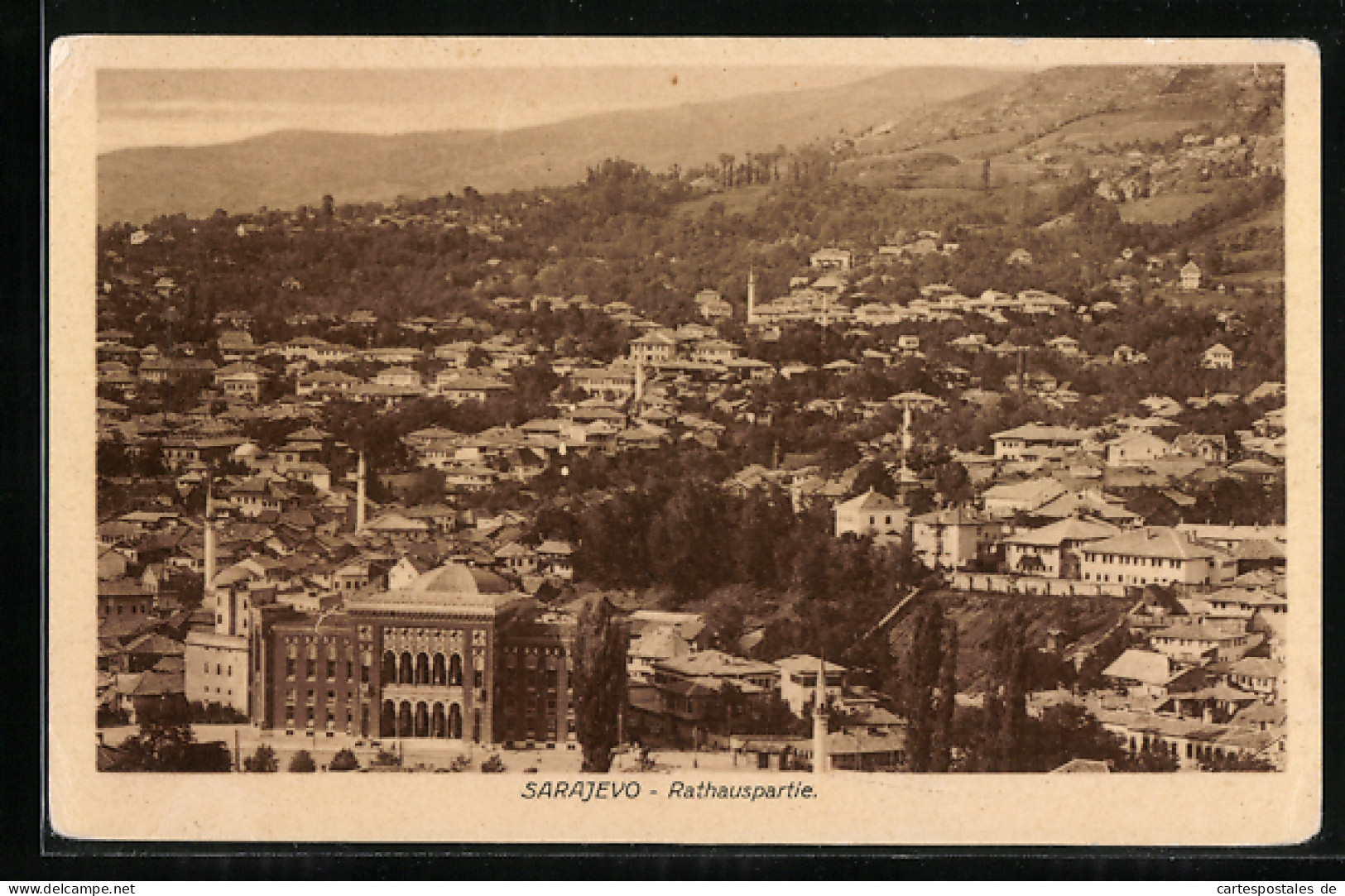 AK Sarajevo, Ortsansicht Mit Dem Rathaus Aus Der Vogelschau  - Bosnie-Herzegovine