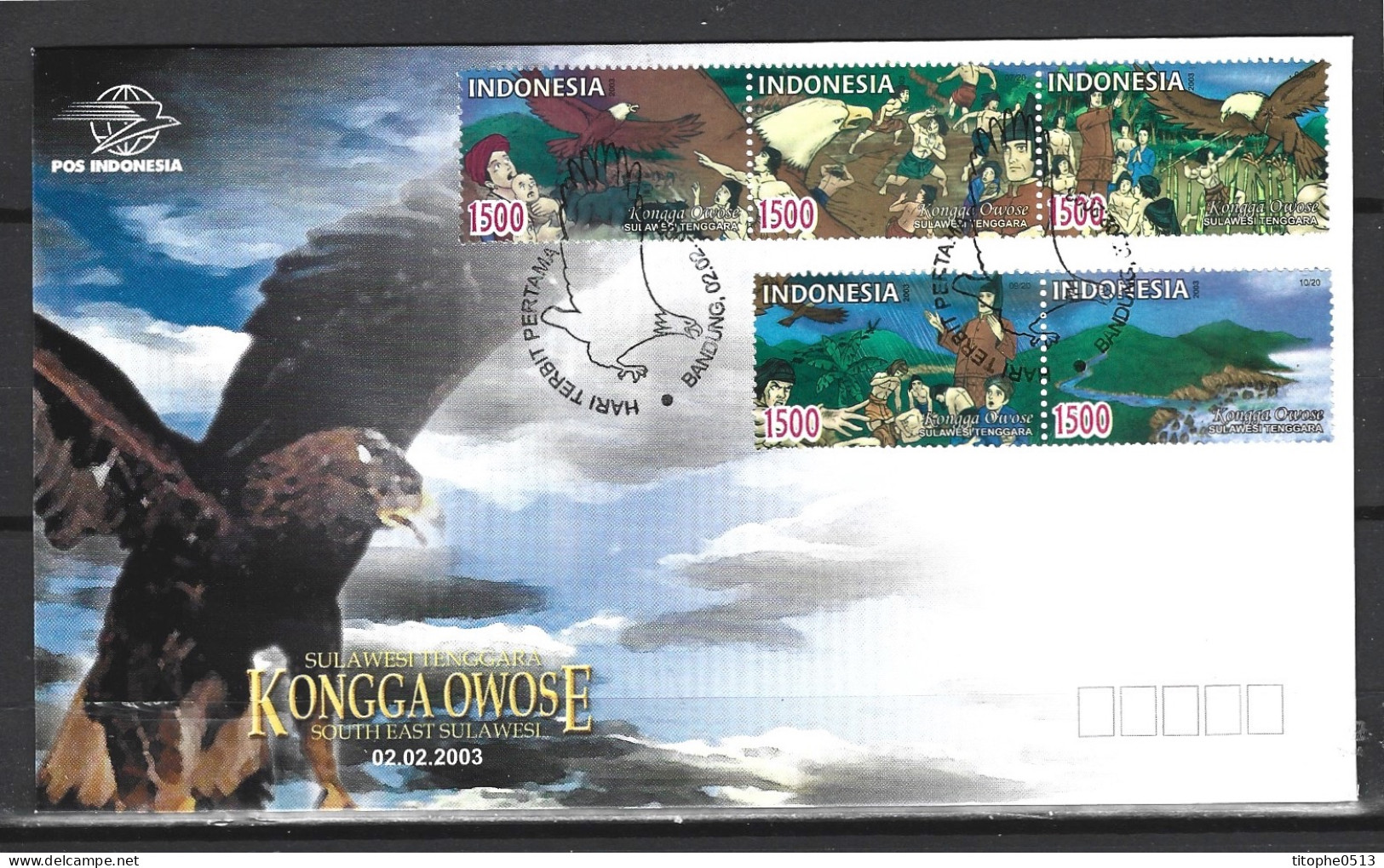 INDONESIE. N°1982-6 De 2003 Sur Enveloppe 1er Jour. Aigle. - Eagles & Birds Of Prey