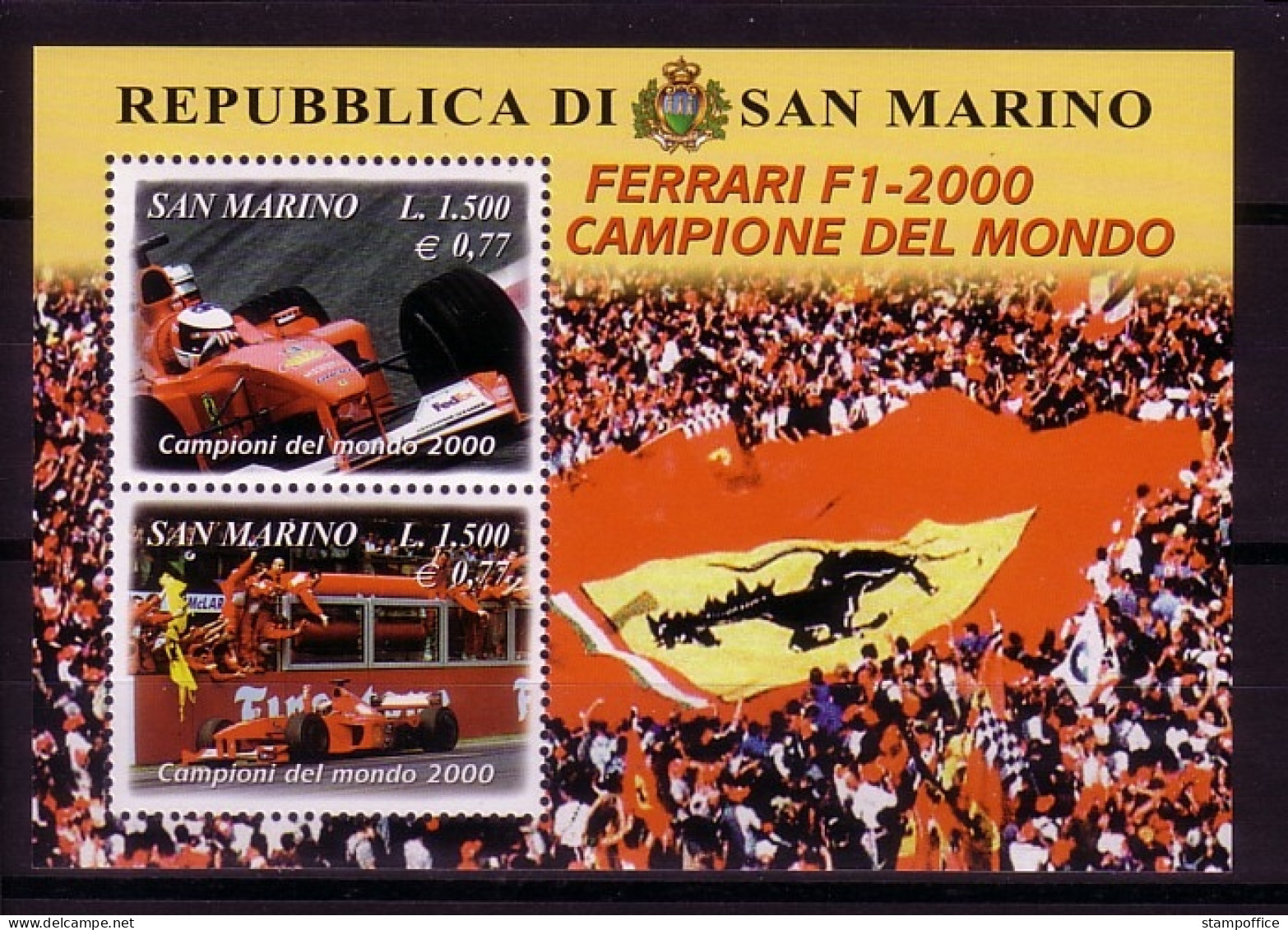 SAN MARINO BLOCK 28 POSTFRISCH(MINT) GEWINN DER FORMEL 1 WM MICHAEL SCHUMACHER 2000 - Blokken & Velletjes