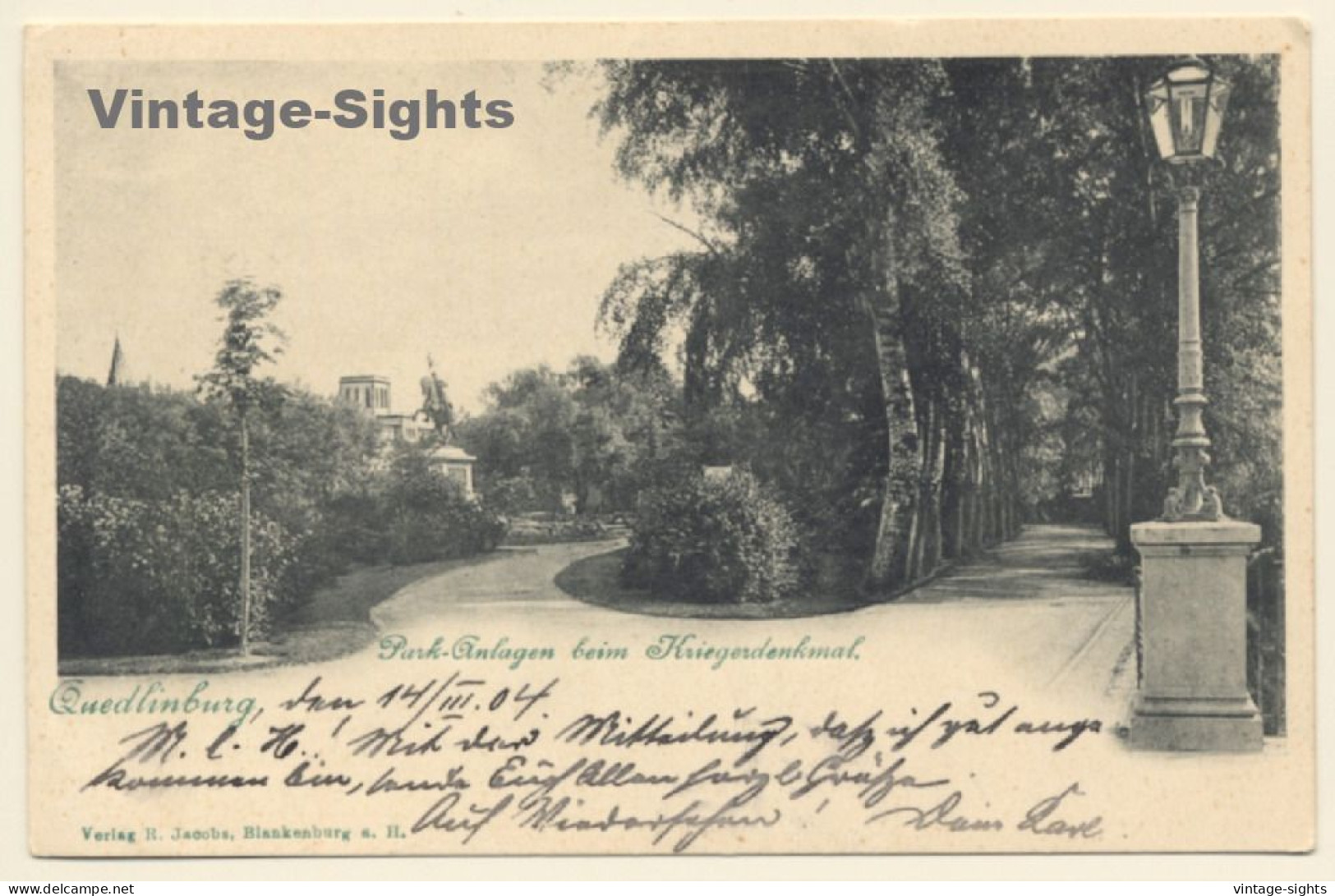 Quedlinburg / Sachsen-Anhalt: Park Anlagen - Kriegsdenkmal (Vintage PC 1904) - Quedlinburg