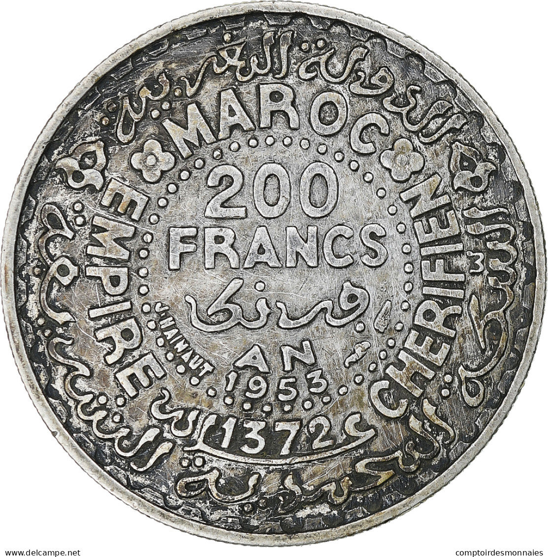 Maroc, Mohammed V, 200 Francs, 1953, Paris, Argent, TTB+ - Marokko