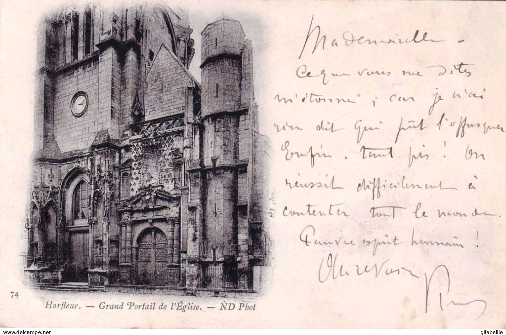 76 - Seine Maritime -  HARFLEUR - Grand Portail De L église -  Carte Precurseur 1901 - Harfleur