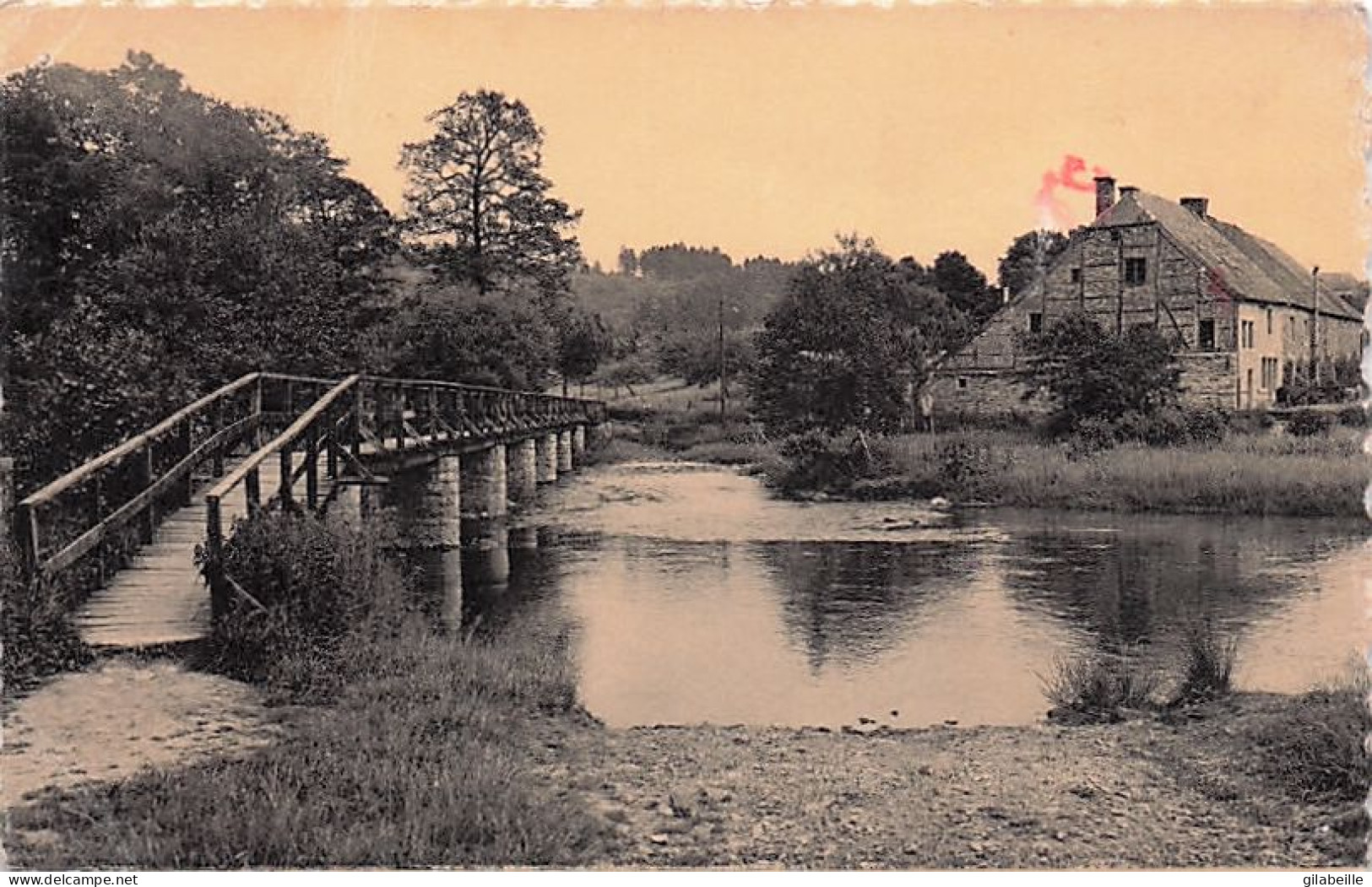 Tellin -  RESTEIGNE-sur-LESSE - La Passerelle Sur La Rivière Et Le Vieux Moulin - Tellin