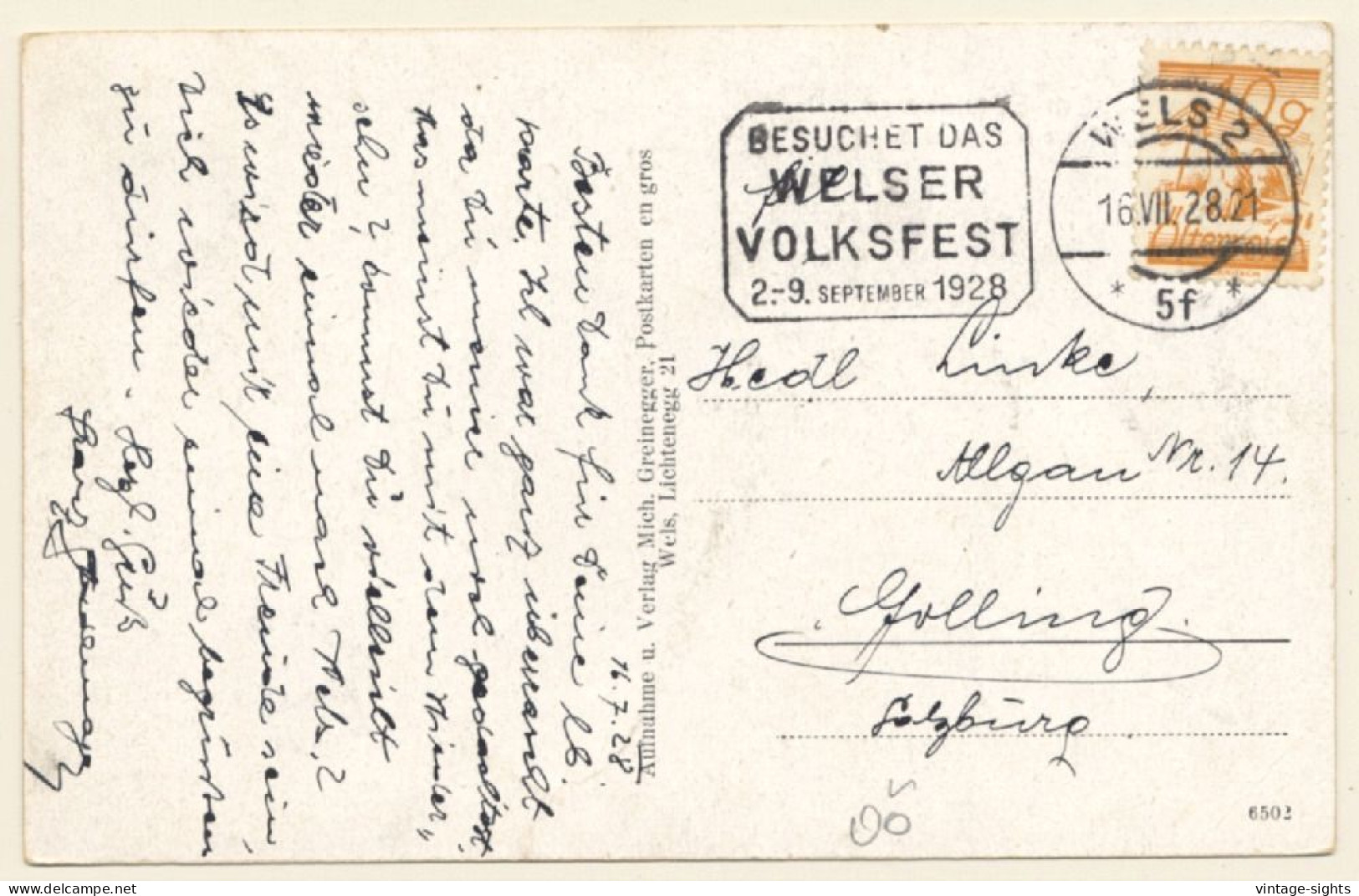 Wels / Austria: Kaiser Josef Platz - Hotel Greif (Vintage PC 1928) - Wels