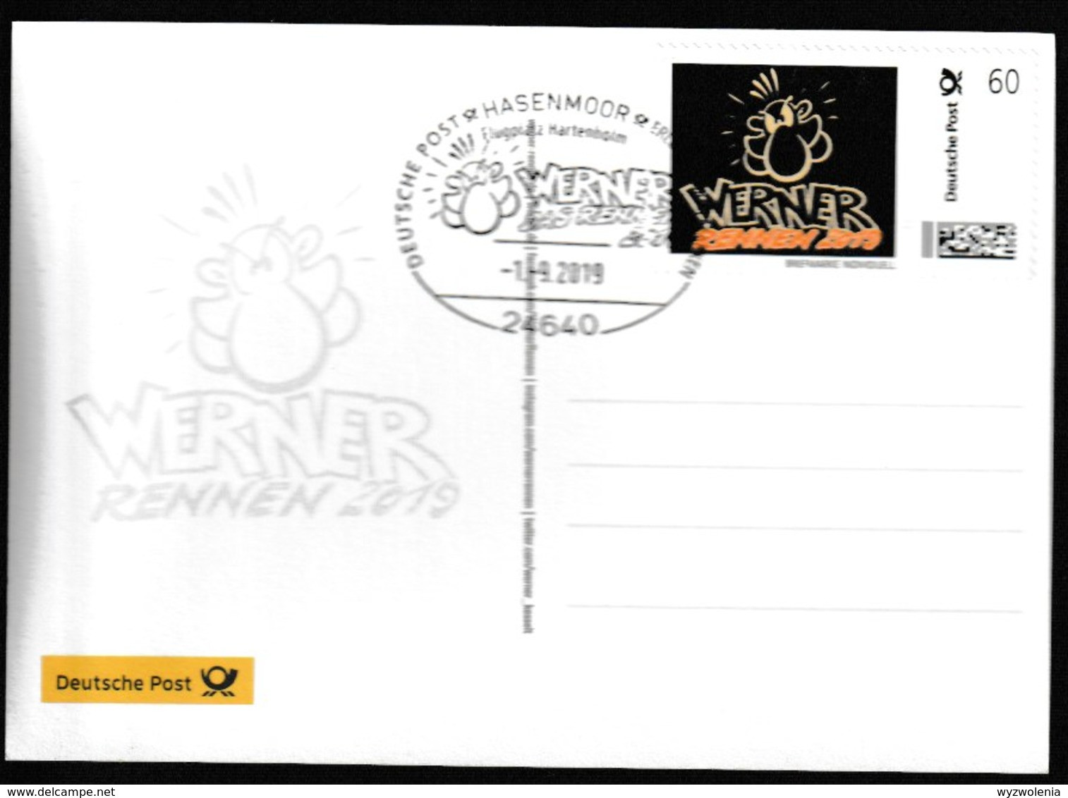 M 1174-5) Deutschland 2019 Zwei Briefmarken Individuell + SSt: WERNER Das Rennen, Motorrad, Comic - Motorräder