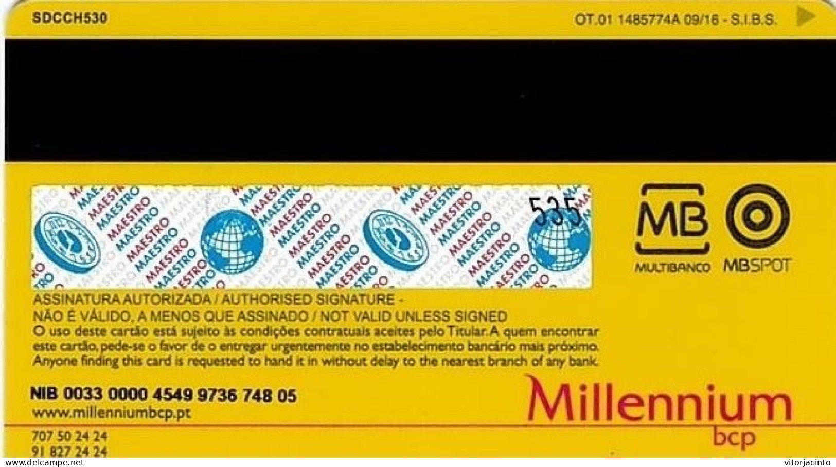 PORTUGAL - Millennium BCP - Maestro - Credit Cards (Exp. Date Min. 10 Years)