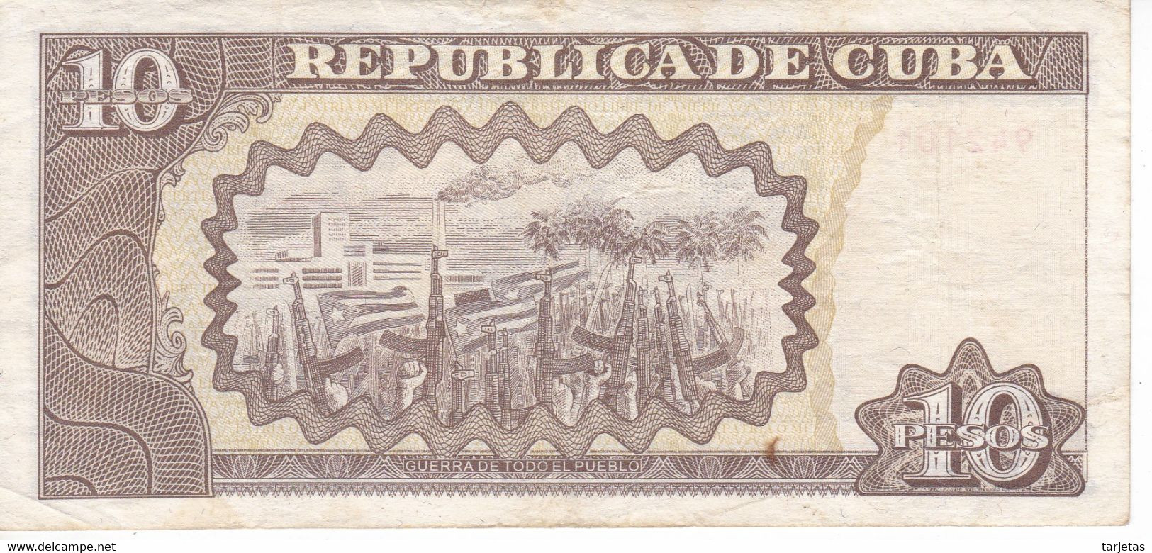BILLETE DE CUBA DE 10 PESOS DEL AÑO 2002 (BANKNOTE) MAXIMO GOMEZ - Kuba