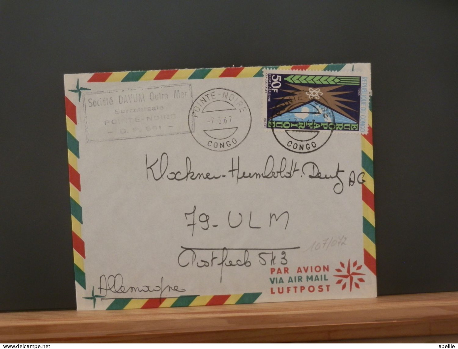 107/072 LETTRE  CONGO  BRAZZA  1967 - Europäischer Gedanke