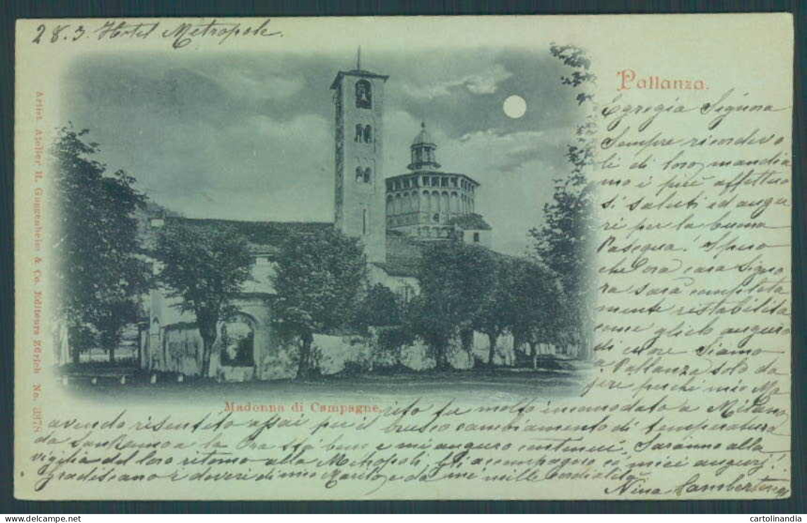 Verbania Pallanza Chiaro Di Luna PIEGHINA Cartolina ZQ6474 - Verbania