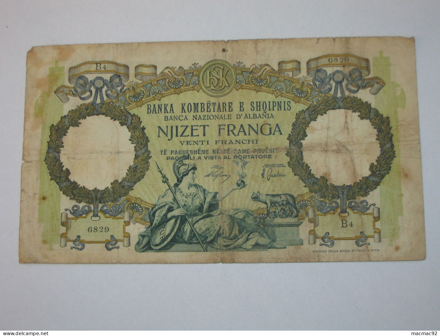 ALBANIE - 100 Njizet Franga 1939 (date Non Marqué) - Banca Nazionale D'Albania   **** EN ACHAT IMMEDIAT **** - Albanien