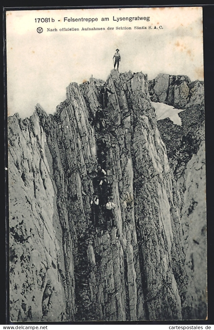AK Felsentreppe Am Lysengratweg, Kletterer  - Alpinisme