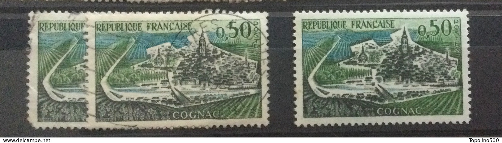 Num.1314 - (0,50Fr) - Cognac - Lot De 3 (2 Neufs Dont 1 Oblitéré) - Ongebruikt