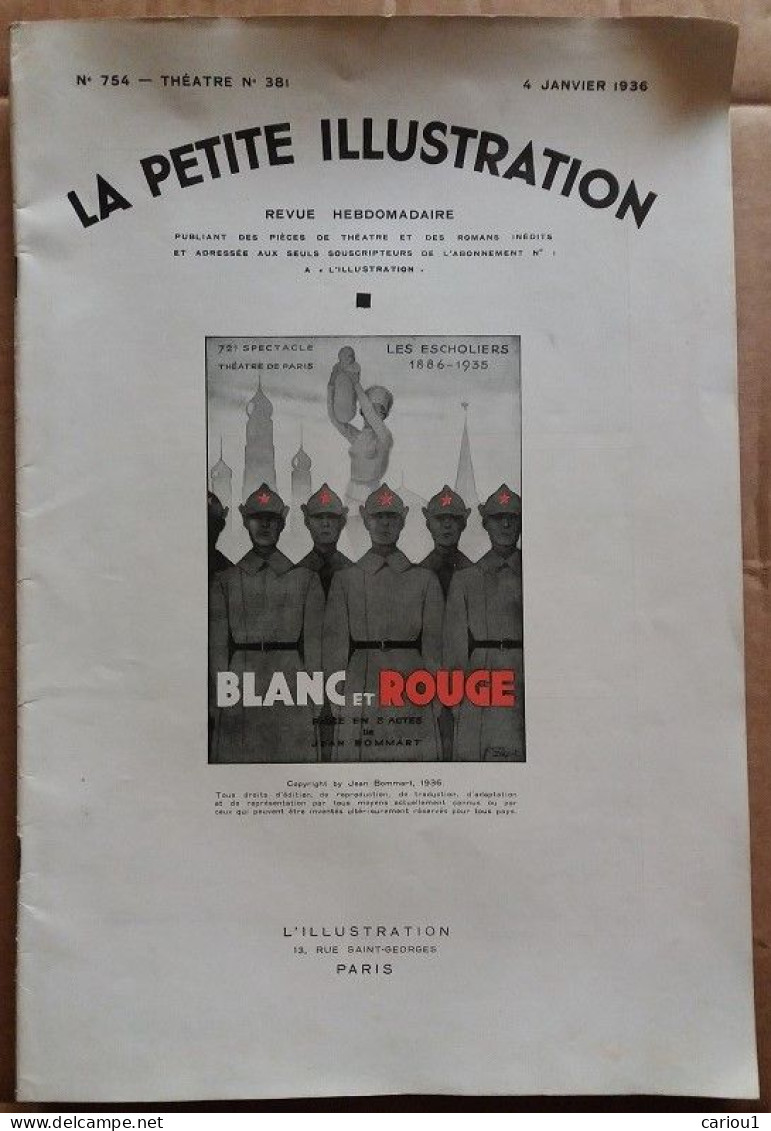 C1  Jean BOMMART - BLANC ET ROUGE 1936 Petite Illustration REVOLUTION RUSSIE  Port Inclus France - 1901-1940