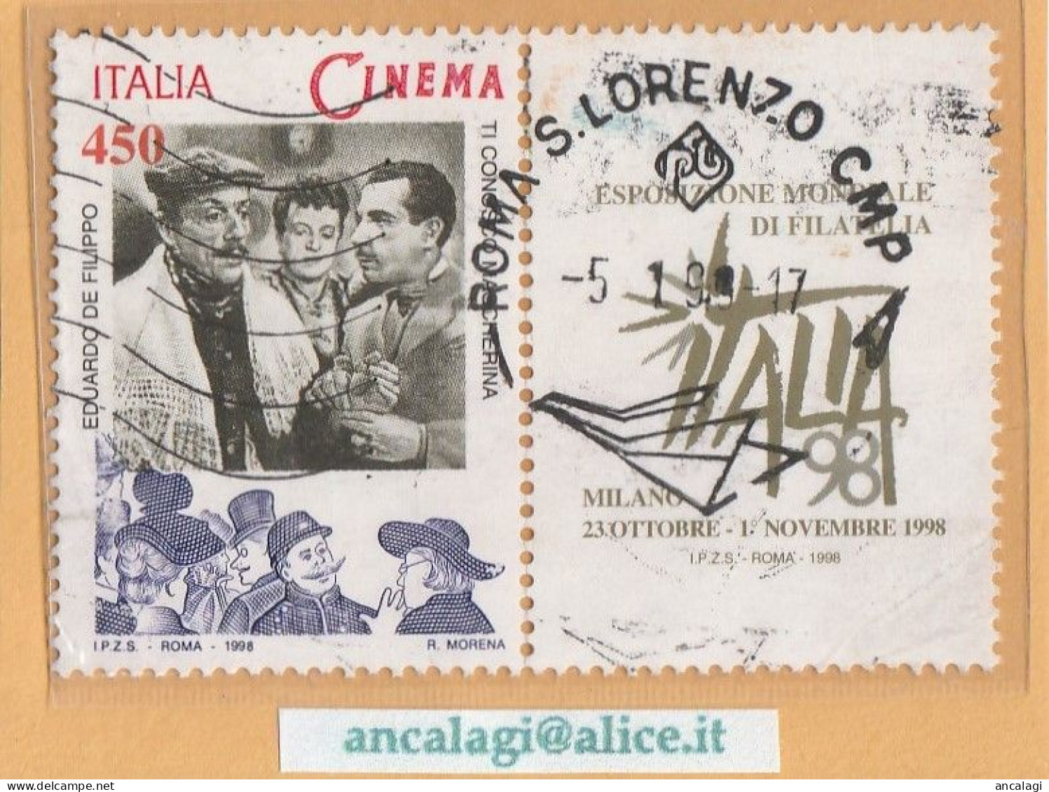 USATI ITALIA 1998 - Ref.0807 "CINEMA ITALIANO" 1 Val. Con Bandella - - 1991-00: Oblitérés