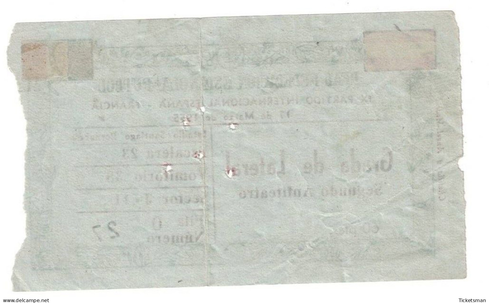 Football Ticket Billet Jegy Biglietto Eintrittskarte Espagne España - France 11/03/1955 - Tickets D'entrée