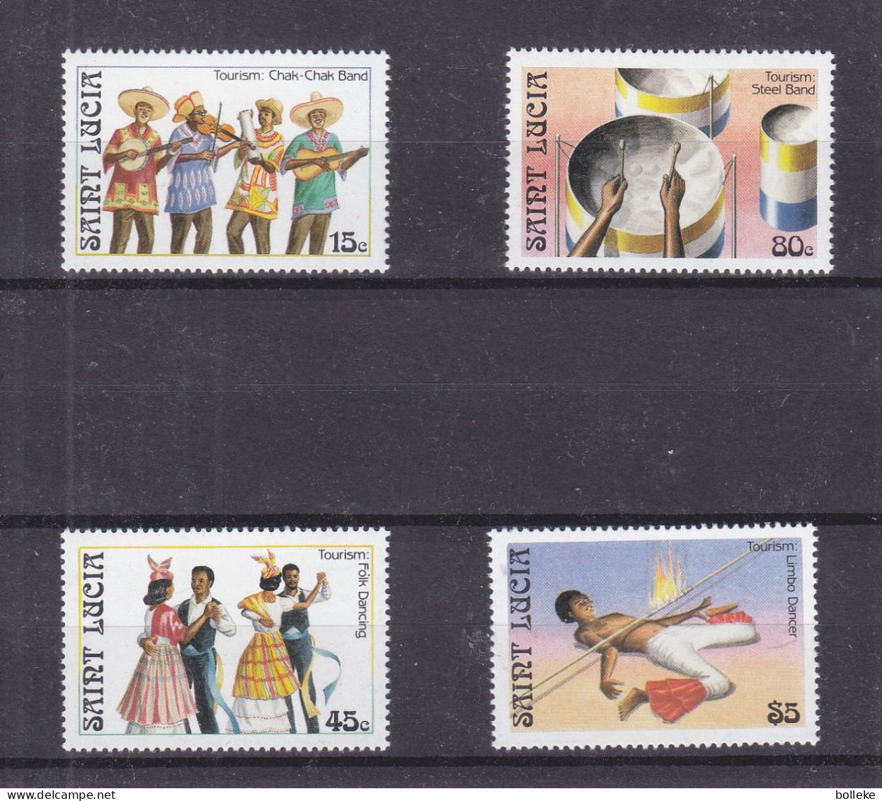 St. Lucie - Yvert 844 / 7 ** - Folklore - Musique - Violon - Valeur 8,00 Euros - - St.Lucia (1979-...)