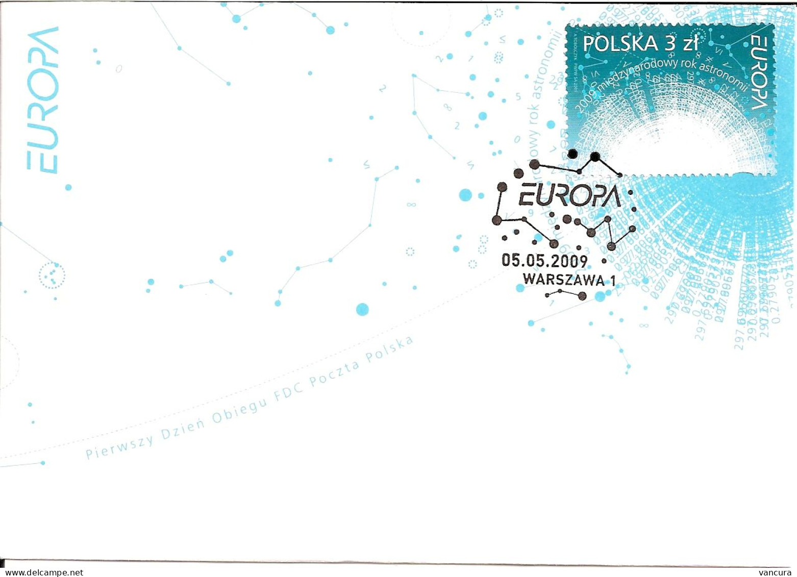 FDC 4275 Poland EUROPA 2009 - Astronomie