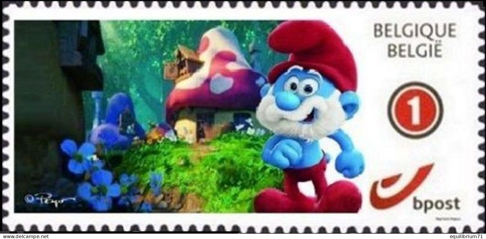 DUOSTAMP/MYSTAMP** - Schtroumpfs/De Smurfen/The Smurfs - Les Schtroumpfs & Le Village Perdu - Autocollant - Gd/Groote 1 - Cómics