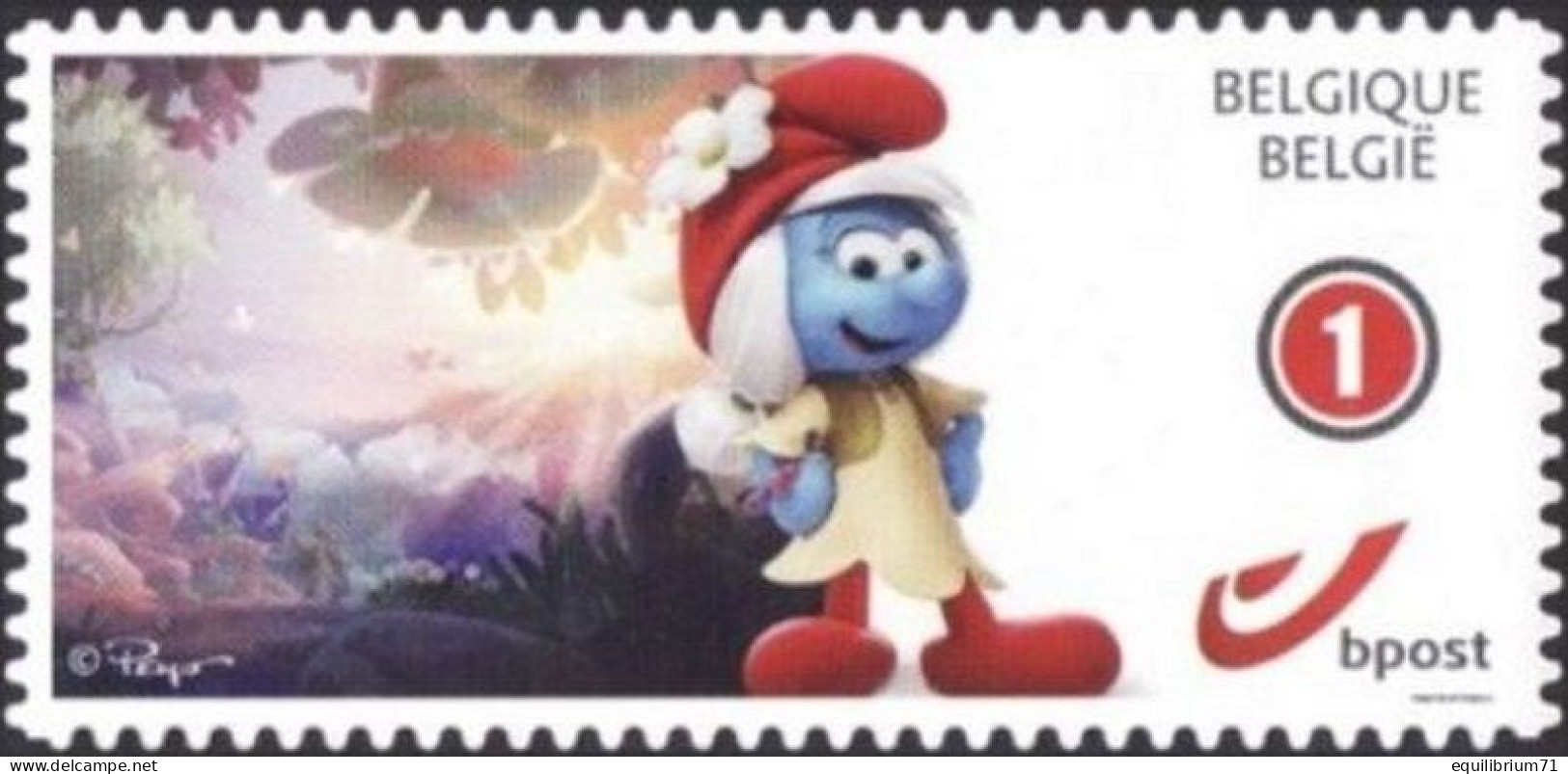 DUOSTAMP/MYSTAMP** - Schtroumpfs/De Smurfen/The Smurfs - Les Schtroumpfs & Le Village Perdu - Autocollant - Gd/Groote 1 - Bandes Dessinées