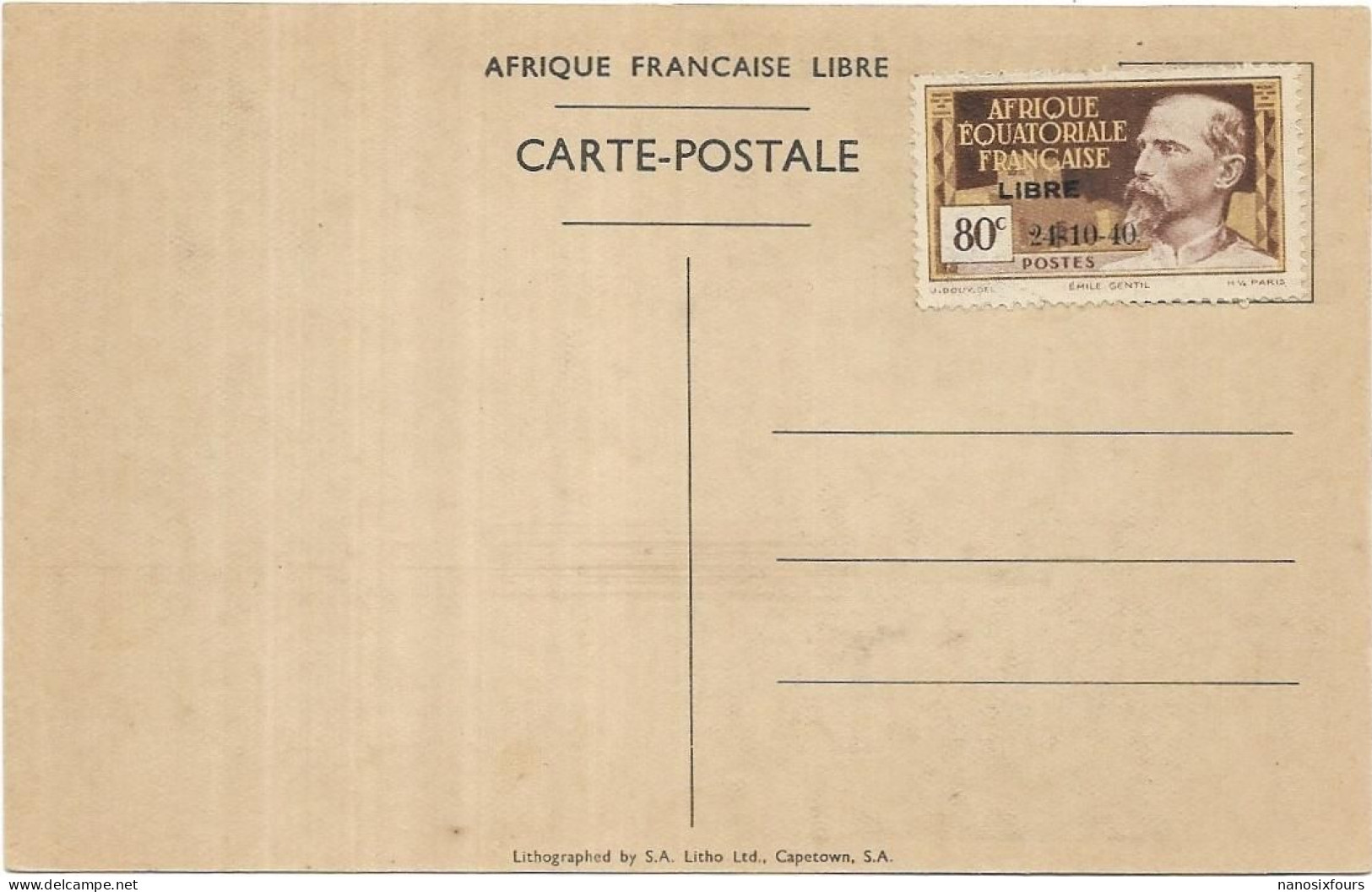 AFRIQUE CONGO  BRAZZAVILLE.  LOT DE 4 CARTES. ARRIVEE DU GENERAL DE GAULLE DANS LA CAPITALE DE LA FRANCE LIBRE - Brazzaville