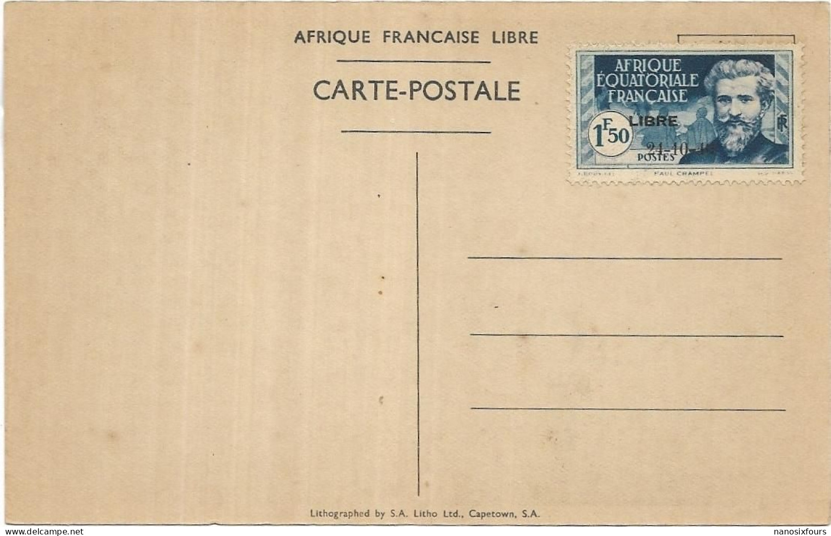 AFRIQUE CONGO  BRAZZAVILLE.  LOT DE 4 CARTES. ARRIVEE DU GENERAL DE GAULLE DANS LA CAPITALE DE LA FRANCE LIBRE