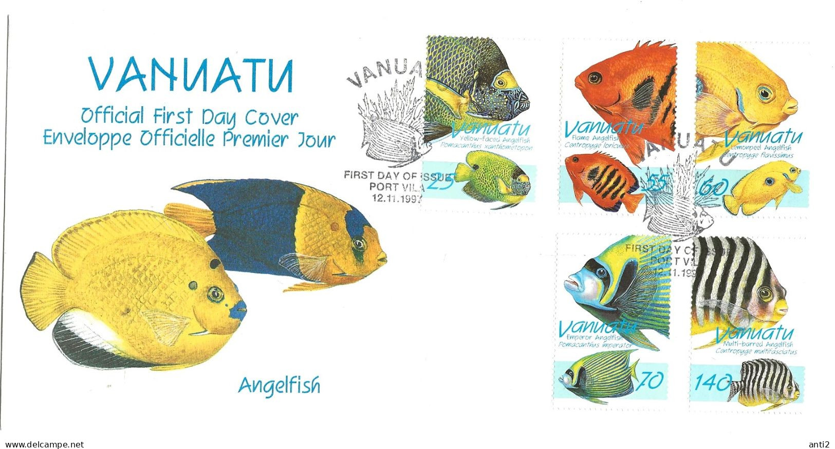 Vanuatu 1997  Angelfish, Mi 1047-1051   FDC - Vanuatu (1980-...)