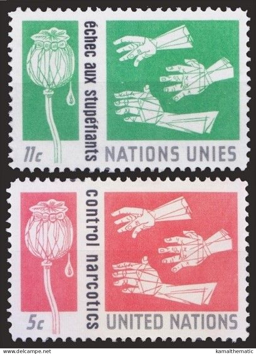 United Nations NY 1964 MNH 2v, Control Narcotics, Say No To Drugs - Drogue