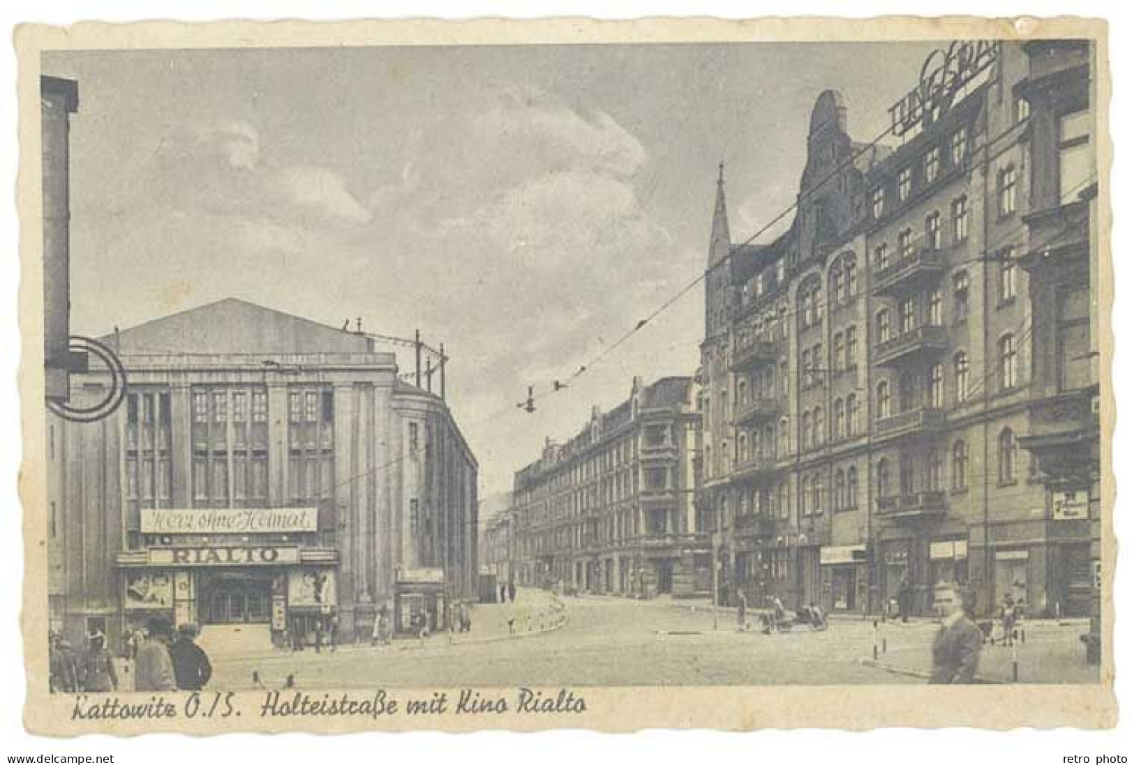 Cpa Pologne - Kattowitz O.-S. - HolteistraBe Mit Kino Rialto  ( Cinéma ) - Pologne