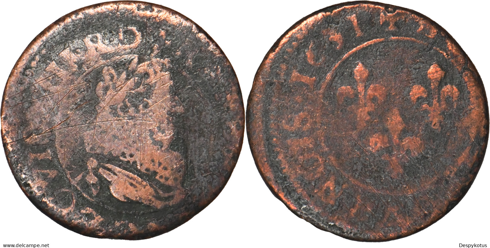 FRANCE - 1631 - Double Tournois - Louis XIII - 19-063 - 1610-1643 Louis XIII The Just