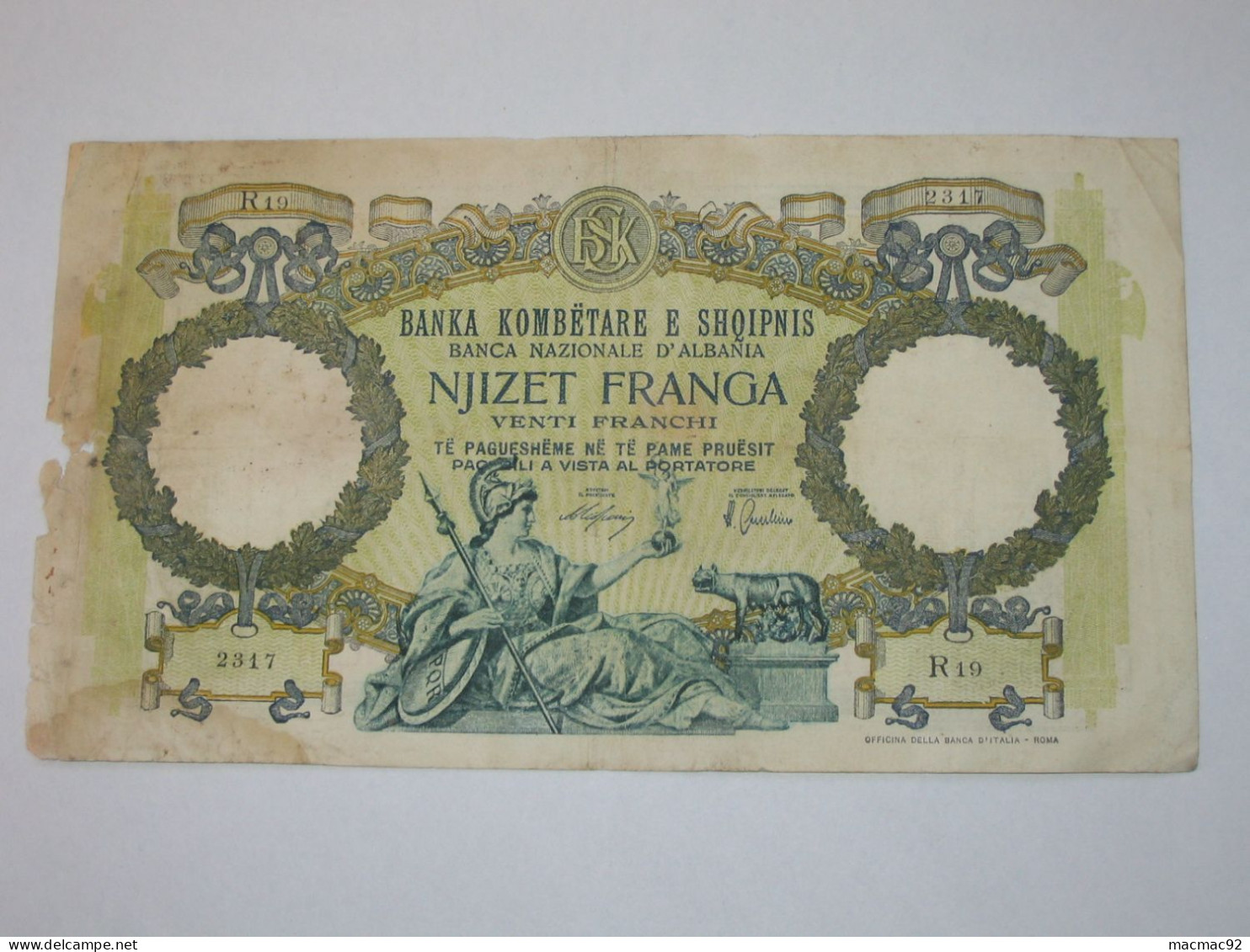 ALBANIE - 100 Njizet Franga 1939 (date Non Marqué) - Banca Nazionale D'Albania   **** EN ACHAT IMMEDIAT **** - Albanien