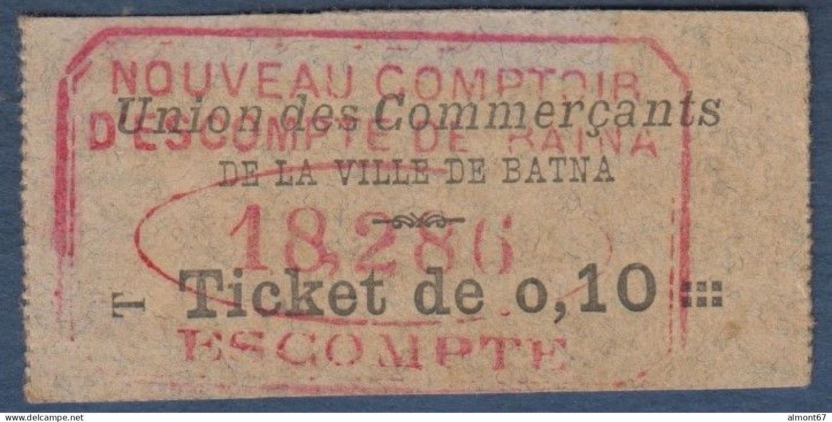 Algérie - BATNA - Union Des Commerçants - Ticket De 0,10 - Bons & Nécessité