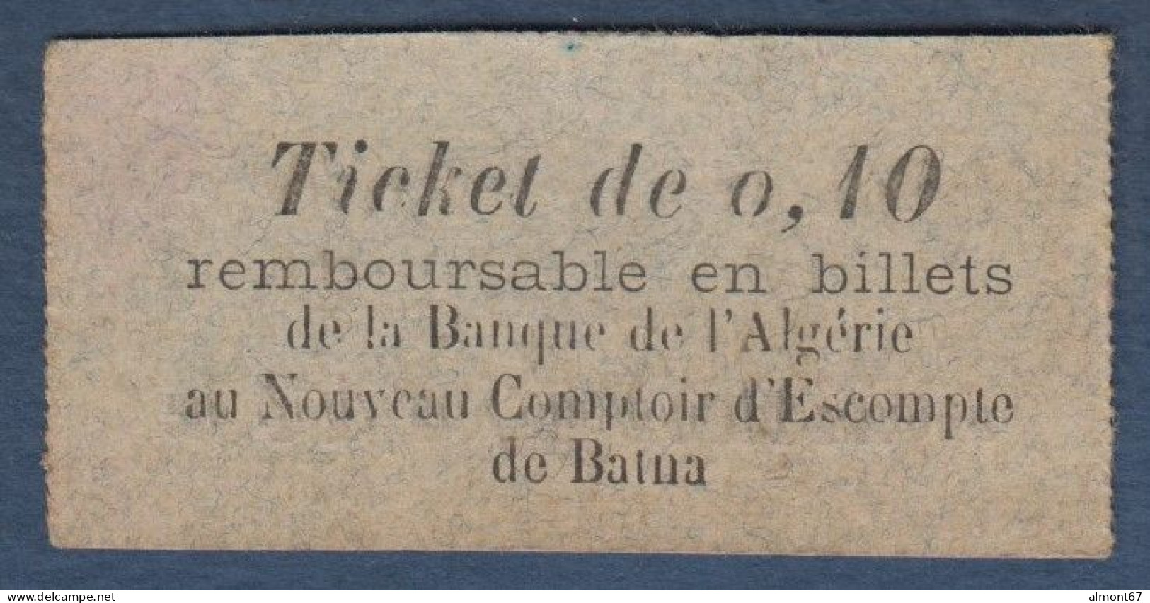 Algérie - BATNA - Union Des Commerçants - Ticket De 0,10 - Bons & Nécessité