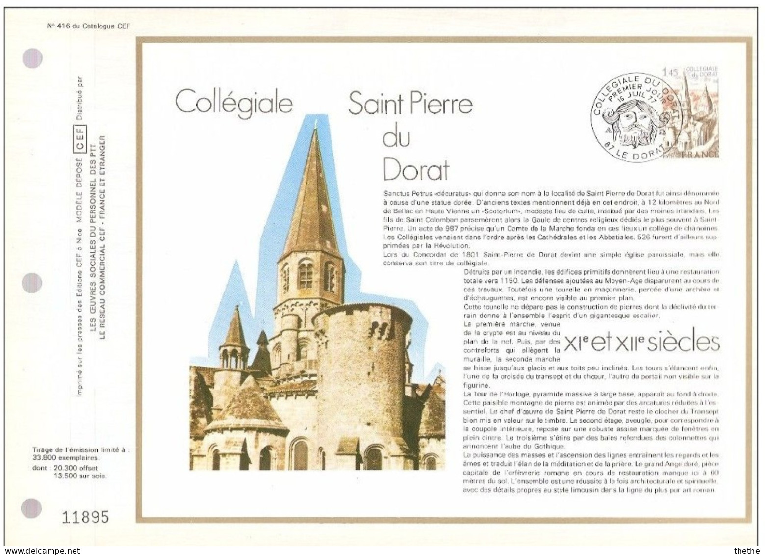 FRANCE - Collégiale Saint Pierre Du Dorat - N° 416 Du Catalogue CEF - 1970-1979