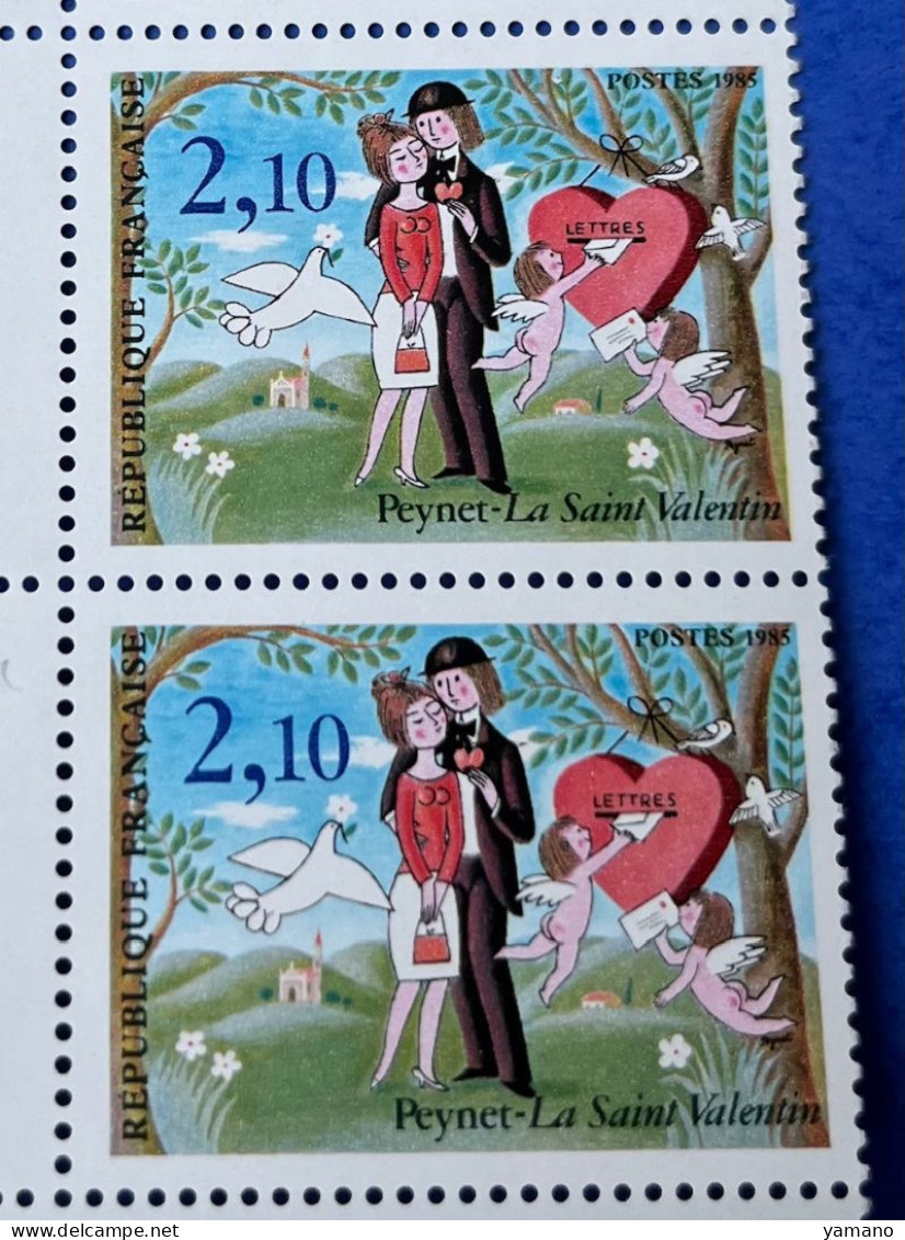 FRANCE 1985 - BdF 5TP Saint Valentin  - Les Amoureux De Peynet Avec La Variété Oiseau Sur La Branche - Yt 2354c - Unused Stamps