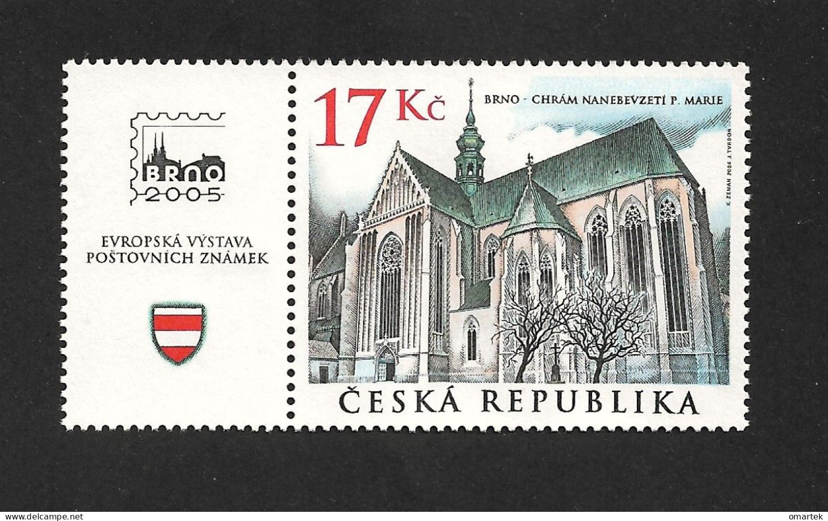 Czech Republic 2004 MNH ** Mi 389 Zf Sc 3229 C Brno Church. Tschechische Republik. C4 - Unused Stamps