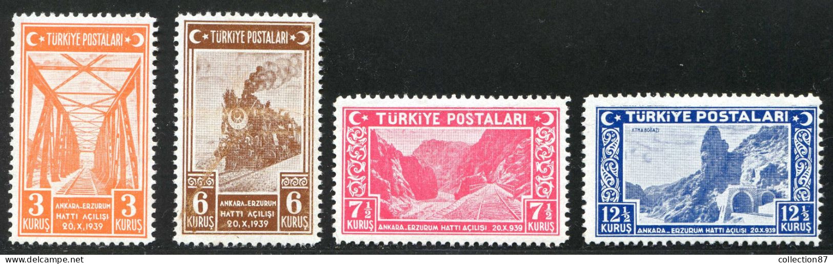 REF 091 > TURQUIE < Yv N° 918 à 921 * * Neuf Luxe Dos Visible MNH * * Cat 32 € < Train Chemin De Fer Erzeroum Ankara - Unused Stamps