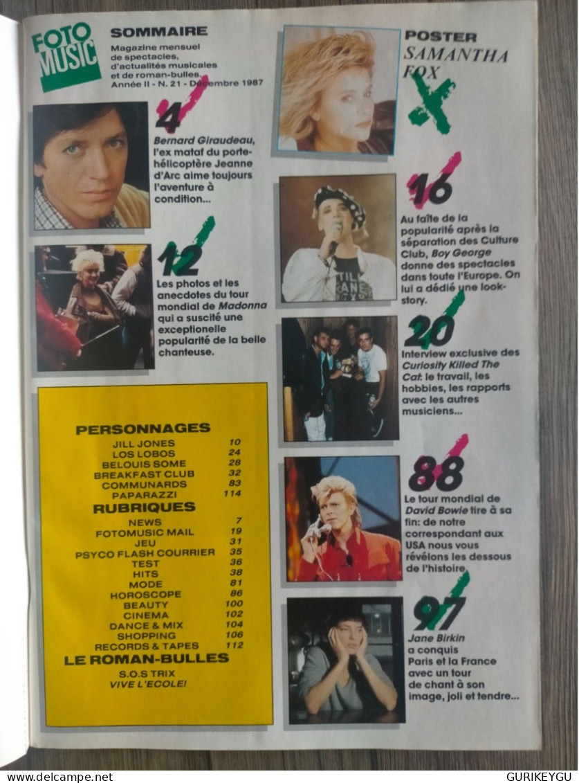 FOTO MUSIC N° 21 Madonna Giraudeau Jane Birkin 1987 Poster SAMANTHA FOX LOS LOBO DOROTHEE BOWIE Les Maitres De L'univers - Ohne Zuordnung