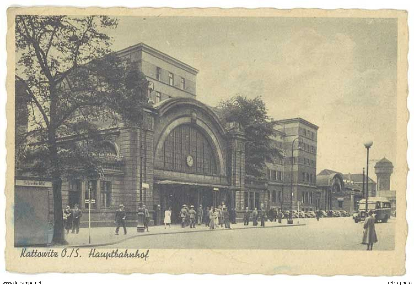 Cpa Pologne - Kattowitz O.-S. - Hauptbahnhof  ( Gare, Autobus ) - Poland