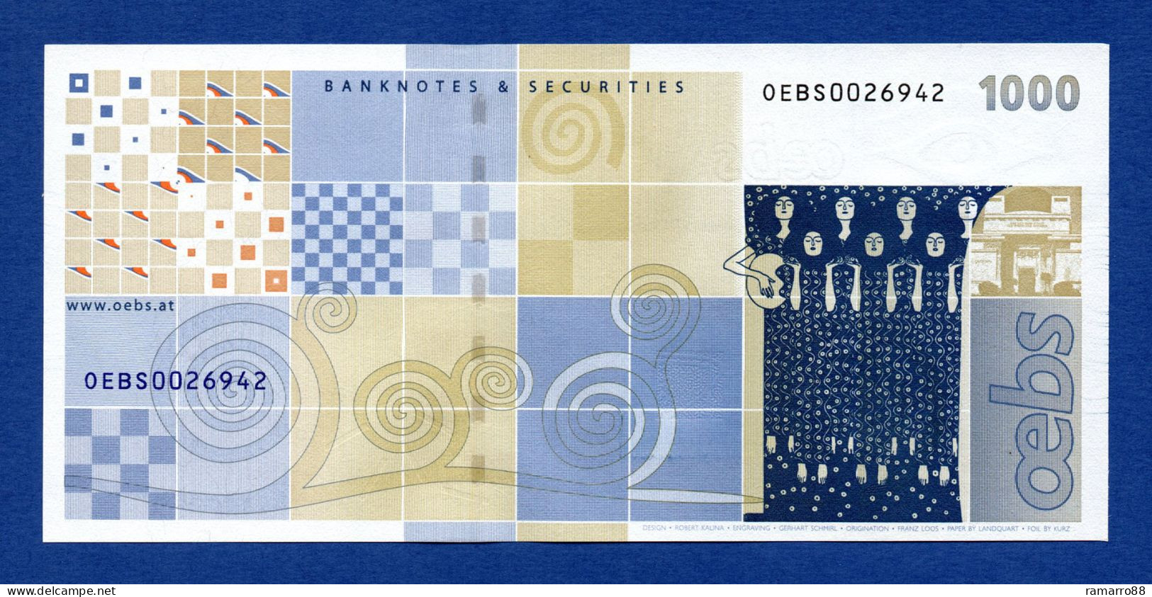 OeBS Gustav Klimt 1000 - Austria 2004 - Specimen Test Note Unc - Ficción & Especímenes