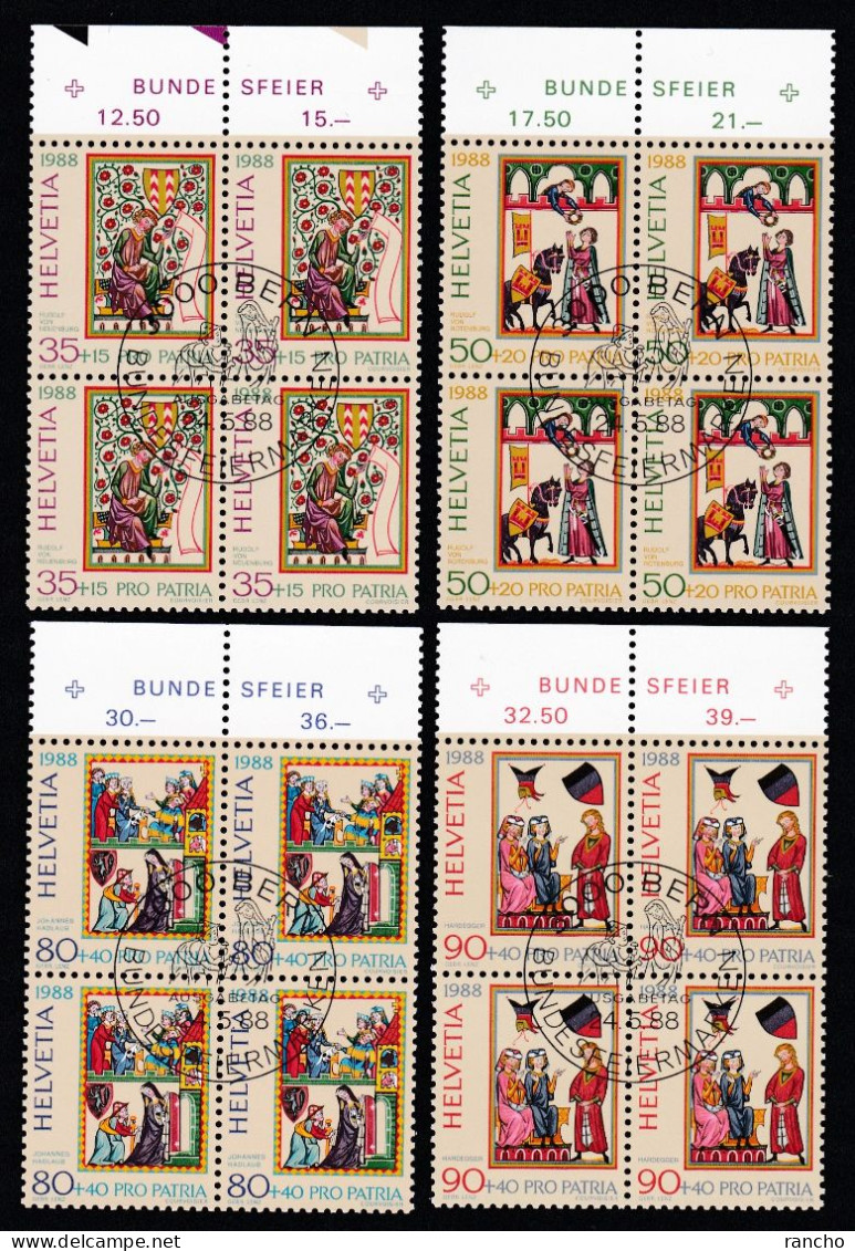 PRO/P. COLLECTION  BLOCS DE 4. OBLITERES 1er/J.24.5.1988. C/S.B.K. Nr:B219/22. Y&TELLIER Nr:1300/03. MICHEL Nr:1372/75. - Used Stamps