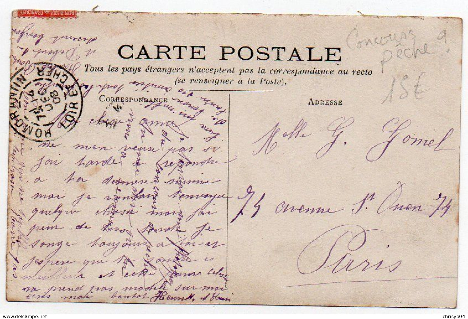 4V4Sb   Carte Photo Concours De Pêche à La Ligne Envoyée De Romorantin En 1908 - Pêche