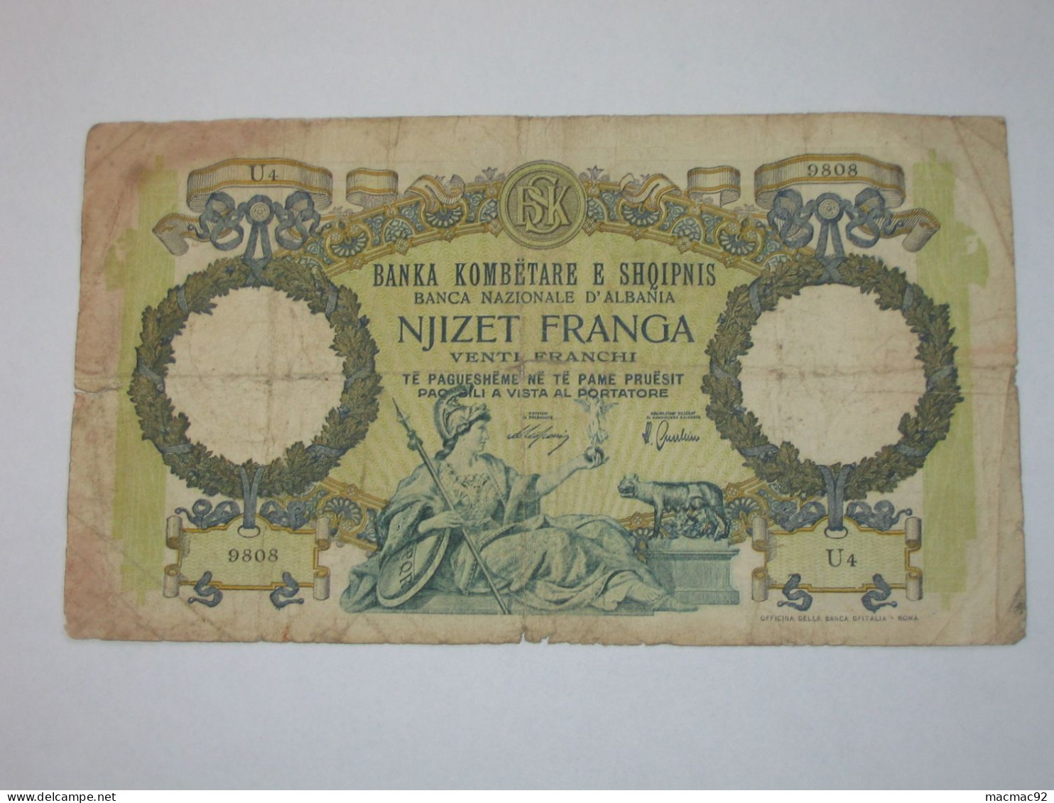 ALBANIE - 100 Njizet Franga 1939 (date Non Marqué) - Banca Nazionale D'Albania   **** EN ACHAT IMMEDIAT **** - Albania